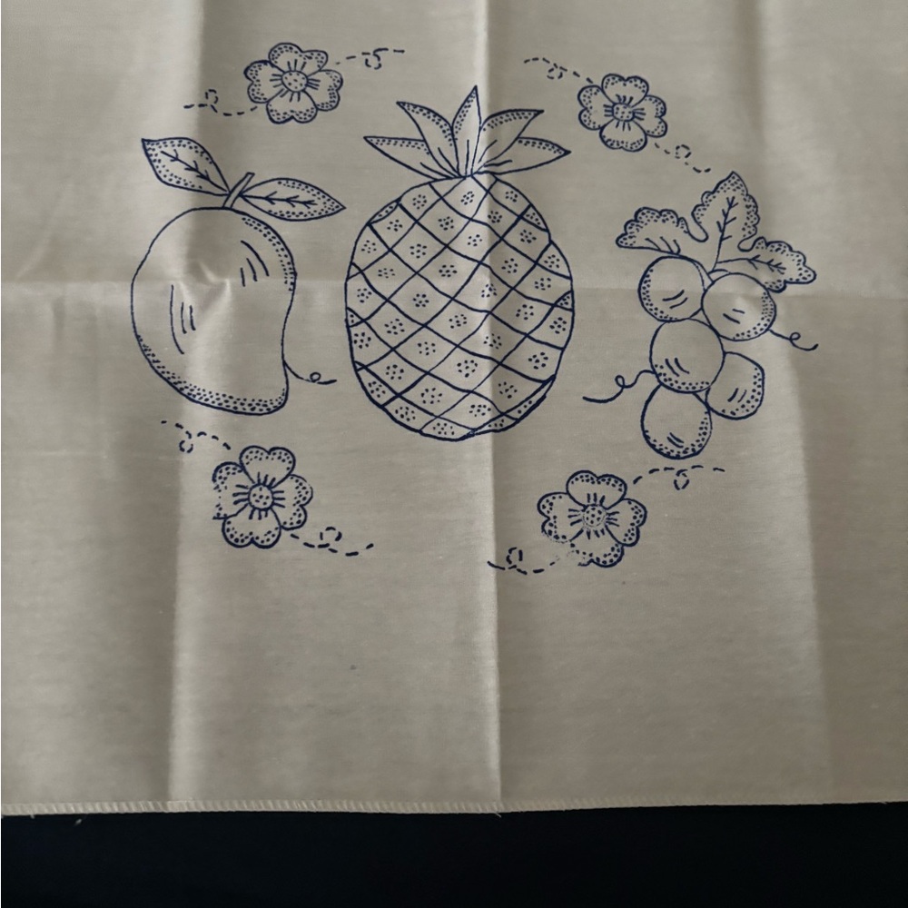 Fruit Print Fabric with Blue Design